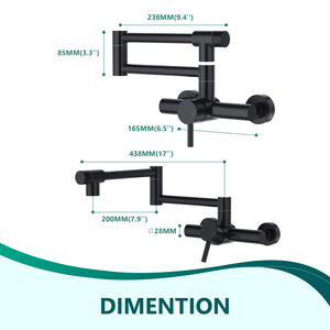 Grifo de Cocina Plegable de Acero Inoxidable 304 Negro Mate, con Certificación CUPC, para Agua Fría y Caliente, Montado en la Pared - Product Image 4