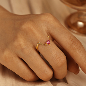 CANNER Simple 18K Gold Plated 925 <b>Sterling</b> <b>Silver</b> <b>Adjustable</b> Chian <b>Rings</b> Water Drop Heart Pearl Drop <b>Rings</b> for Women - Product Image 6