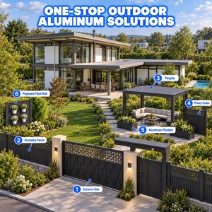 Komplettlösung für Aluminium-Hofbereiche: Sternentor-Set, Zaun, Pergola, Sichtschutz, Pflanzgefäße und Pflanzenwand mit Lochplatten - Product Image 1