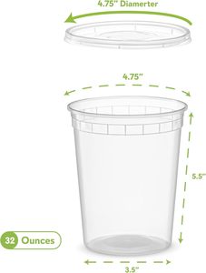 8 oz 12 oz 16 oz 24 oz 32 oz <b>Clear</b> Round Disposable Plastic PP BPA Free Microwavable Injection Soup <b>Containers</b> with Lid - Product Image 3
