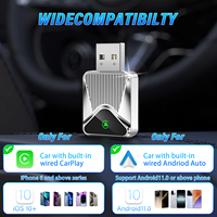 Adaptateur sans fil CarPlay et Android Auto avec processeur Qualcomm 8 cœurs, dongle USB Type-C pour voitures universelles