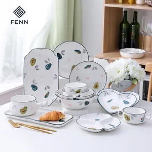 Placas de porcelana para cozinha, placas de porcelana coloridas personalizadas, conjunto de louças de jantar