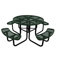 Table de pique-nique ronde en métal pour extérieur, mobilier de jardin, table à manger en acier, table de terrasse, table de café pour aire de jeux extérieure