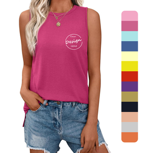 Camisetas sin mangas para mujer, al por mayor, con diseño de logotipo personalizado y etiqueta, transpirables, informales, para entrenamiento, 180GSM, 100% algodón, con aberturas laterales. - Product Image 1