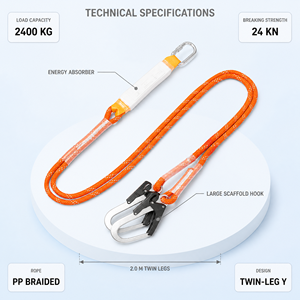 Harnais demi-corps pour travaux en hauteur, <span class=keywords><strong>corde</strong></span> de sécurité extérieure, connexion rapide, ceinture de sécurité en acier à 3 points, durable, résistance à la rupture 1200 kg - Product Image 6