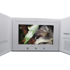 Tùy chỉnh in Tri-fold A5 bìa cứng 7 inch IPS Màn hình LCD video Brochure đôi gated Pin chuyển đổi từ tính làm giấy - Product Image 2