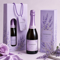 Boîte d'emballage personnalisée pour vin et champagne, impression OEM ODM, étiquette de bouteille de vin, boîte cadeau de luxe, ensemble de sacs cadeaux en papier