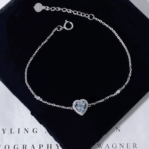 Xinfly 18k Solid White Gold Woman's Diamond Aquamarine <b>Gemstone</b> Heart <b>Bracelet</b> with Bezel Setting for Anniversary - Product Image 3