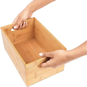 Bamboo Storage Boxes Rectangle Eco-Friendly Organizers For Home Bedroom Use - Product Image 4