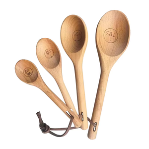 4-Piece Acacia Beech Wood Measuring Scoops <strong>Set</strong> for Home Kitchen Cooking Baking <strong>Spice</strong> Coffee Tea Utensils - Product Image 3