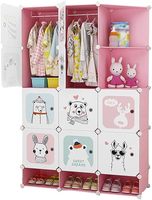 Grande Armoire Chaussures-Bit 2-Suspension Amovible Rangement Plastique 10 Portes 6-Gitter Étagères d'Angle Vêtements Chambre Maison Rose