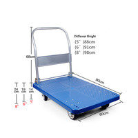 Carro de mano de plástico resistente, ruedas giratorias de 360 grados, camión de empuje plegable para plataforma de almacenamiento de carga de alta capacidad de peso