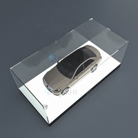RECHI illuminé acrylique Garage Kit boîte de présentation de stockage acrylique jouet voiture modèle vitrine d'affichage avec lumière LED et boîte anti-poussière