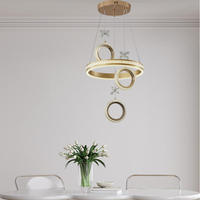 Lampe suspendue LED ronde à hauteur réglable, en fer, aluminium, abat-jour en gel de silice, télécommande à intensité variable, éclairage de salle à manger