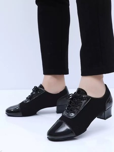 Chaussures latines noires pour hommes <span class=keywords><strong>de</strong></span> 3,5 cm, chaussures d'enseignement <span class=keywords><strong>de</strong></span> la <span class=keywords><strong>danse</strong></span> rythmique, chaussures <span class=keywords><strong>de</strong></span> tango, <span class=keywords><strong>salsa</strong></span>, samba avec semelle en daim pour l'intérieur - Product Image 4