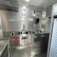 Vente chaude 2026, prêt à expédier, food truck carré noir avec design feu, enveloppe personnalisée, chariot de nourriture pour la vente de nourriture rapide et de collations