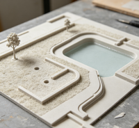 Service de fabrication sur mesure de prototypes de maquettes architecturales en résine pour table de sable 3D, modèles réduits de paysages et maquettes de bâtiments