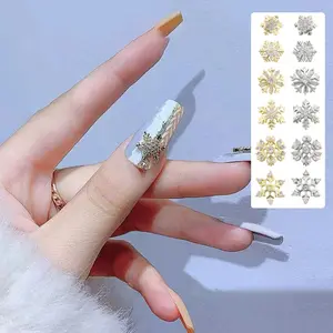 Decorazioni natalizie di lusso per unghie fiocchi di neve di natale accessori per unghie con Design in zircone lucido