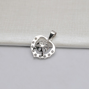 Accessoires DIY pour femmes, pendentif en argent S925 en forme de cœur avec agate de jade et perle de 10-11 mm, plaqué or, sertissage vide 646 - Product Image 2