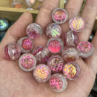 Perles rondes en résine effet écaille de dragon double face 16 mm, lumineuses, pour bricolage, stylos, porte-clés, pendentifs, perles rondes en acrylique