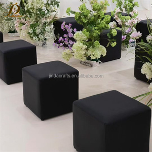 Housse élastique JINDA pour tabouret carré blanc chaud, housse de <span class=keywords><strong>chaise</strong></span> de réception de mariage, housse de pouf en cuir souple lavable - Product Image 4