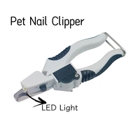 Coupe-ongles pour animaux de compagnie en acier inoxydable avec logo personnalisé, lumière LED et poignée en plastique TPU pour chiens et chats, tondeuse pratique pour le toilettage