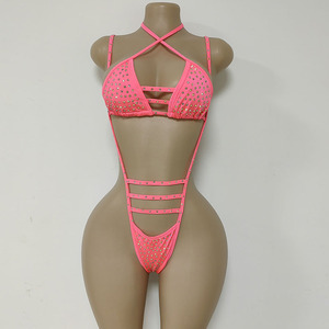 Haut <span class=keywords><strong>de</strong></span> Bikini Personnalisé en Spandex pour Femme, Tenue <span class=keywords><strong>de</strong></span> Performance Sexy avec Strass AB, Justaucorps <span class=keywords><strong>de</strong></span> Danse <span class=keywords><strong>de</strong></span> Salon, Tenues Exotiques pour Spectacle - Product Image 5