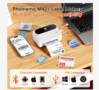 Imprimante d'étiquettes d'expédition portable Phomemo M421, imprimante thermique compatible avec les téléphones IOS et Android, largeur de 1,57 à 4 pouces pour une utilisation à domicile ou au bureau