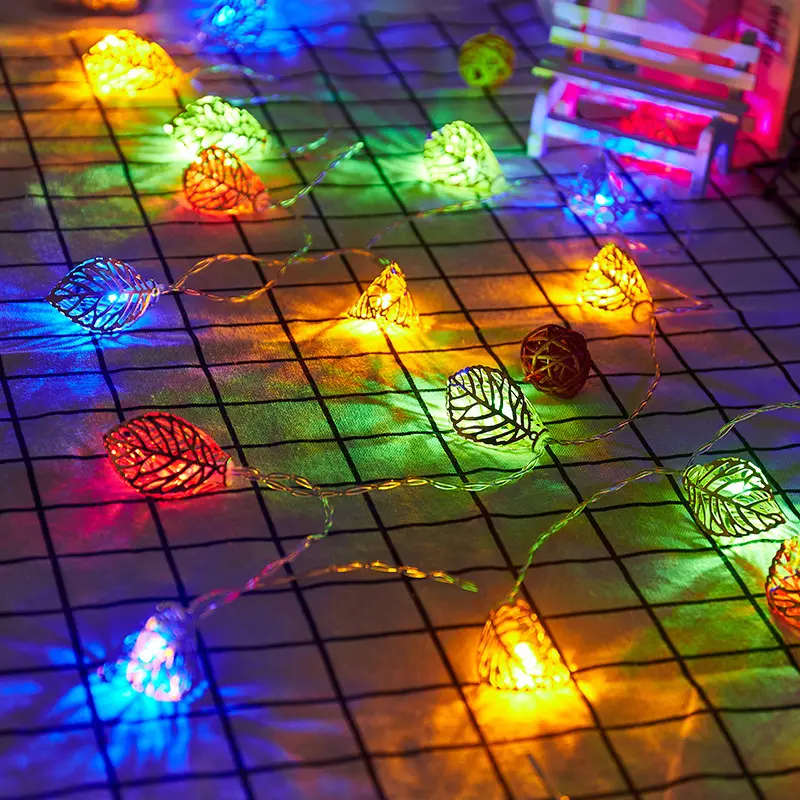 אור led 3D חלול עלי זהב אורות מחרוזת אורות קישוט חג המולד לעיצוב החג