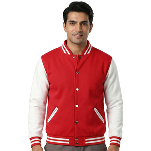 Veste de baseball pour homme OEMODM personnalisée brodée, style Letterman Varsity, en coton uni, col montant, impression sérigraphique en gros - Product Image 1