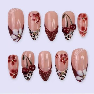 <span class=keywords><strong>Uñas</strong></span> Postizas Estilo Francés, Almendradas <span class=keywords><strong>de</strong></span> Lujo con Flores 3D para Bodas y Galas, Venta al Por Mayor <span class=keywords><strong>de</strong></span> <span class=keywords><strong>Uñas</strong></span> Artificiales - Product Image 4