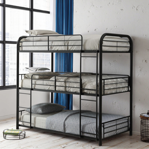 <span class=keywords><strong>Lit</strong></span> superposé moderne <span class=keywords><strong>en</strong></span> acier à cadre métallique à trois couches avec <span class=keywords><strong>hauteur</strong></span> réglable Style bois massif pour adultes - Product Image 5
