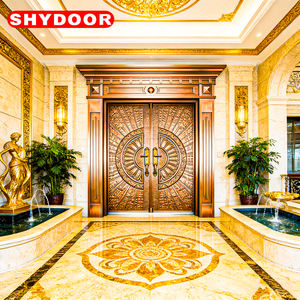 Puerta Principal de Entrada Moderna de Cobre, Puerta de Seguridad de Hierro, Puerta Principal de Lujo Personalizada de Acero Inoxidable para Villa - Product Image 5