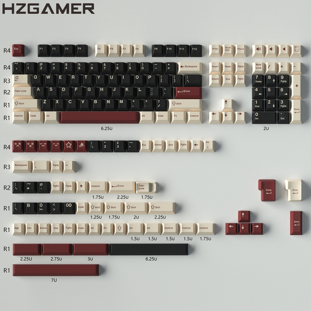 HZGAMER ISO/ANSI Layout PBT Cherry Profile Keycap Set, Mechanical Keyboard Rome Double Shot Keycaps
