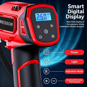 20V Lithium Tire Inflator Dual Cylinder LCD Display Portable For Compact Car Motorcycle - Product Image 3
