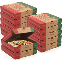 Boîte à pizza en carton ondulé noir personnalisable multi-tailles avec logo, emballage alimentaire jetable, résistant à l'huile, pour livraison à emporter