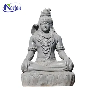 Vente en gros de statue célèbre au design unique en pierre naturelle assise bouddha seigneur shiva sculpture statue en marbre prix direct d'usine