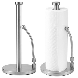 Porte-rouleau <span class=keywords><strong>de</strong></span> <span class=keywords><strong>papier</strong></span> <span class=keywords><strong>toilette</strong></span> et <span class=keywords><strong>de</strong></span> film alimentaire en acier inoxydable 3D, écologique, pour cuisine, sur pied, minimaliste - Product Image 4