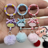 Gantungan Kunci Handmade Plush Warna-Warni, Tali Ponsel DIY, Kotak Misteri Huruf, Liontin Manik-Manik Lucu untuk Wanita, Aksesoris Tas Perhiasan, Hadiah