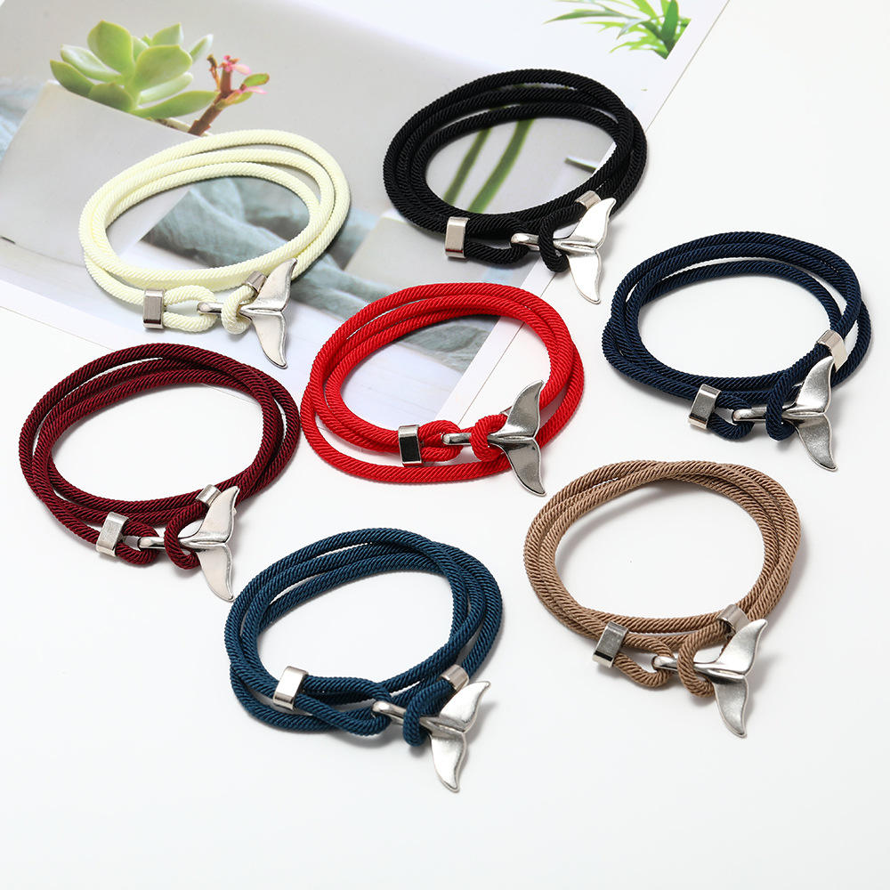 Shark Whale Orca Tail Anchor Turtle Hook Bracelet Nylon