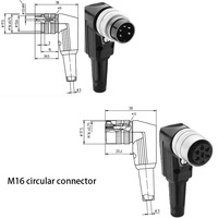 Konektor Bundar M16 Kabel Harness 3/4/5/6/7/8/12 Kutub Pria Wanita Lurus Sudut Sambungan Berulir IP40 Inti Tembaga Elektronik
