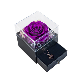 Unfade Dried flowers Jewelry Box Preserved Rose Necklace Storage Valentine's Mother's Day Gift