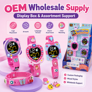 Kit de Pulsera de Reloj de Moda DIY para Niños, 2 en <span class=keywords><strong>1</strong></span>, Reloj Digital, 12 Piezas, Caja de Exhibición, Venta al Por Mayor OEM - Product Image 6