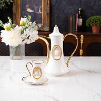 Service à thé en porcelaine de style arabe du Moyen-Orient JADE, écologique, avec pendentif, tasse à café dorée et soucoupe, luxe léger pour le thé de l'après-midi