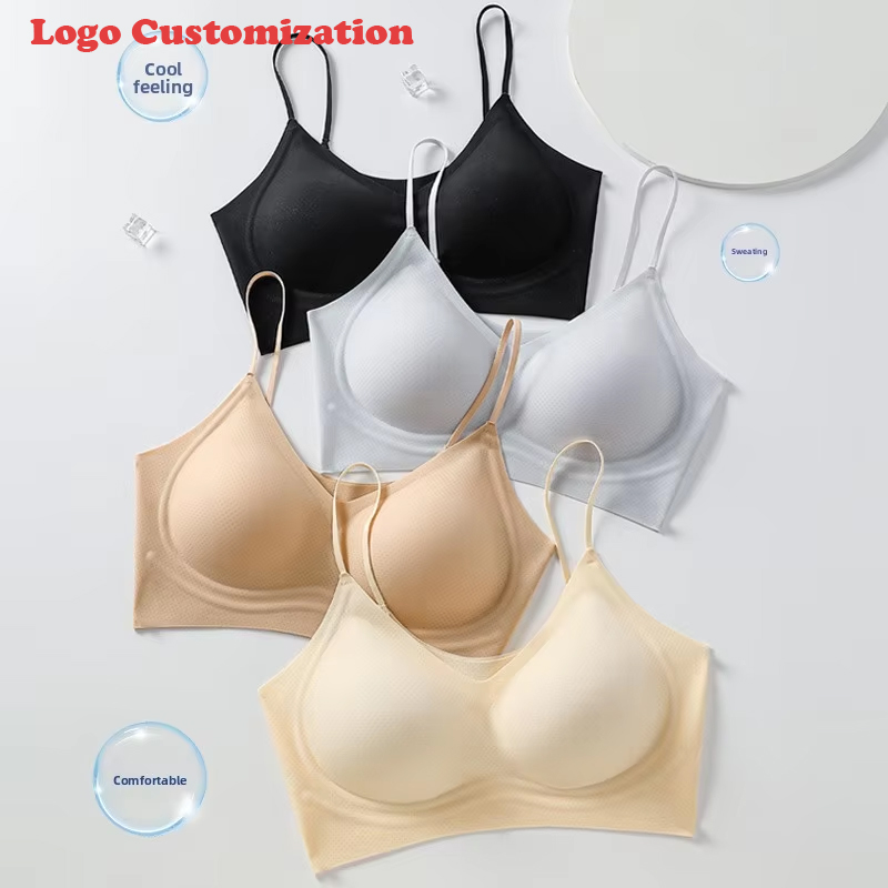 Logo Customization Women's Underwear With Small Chest Gathered, Seamless Thin Shoulder Straps, Anti Slip, Breathable Bra
