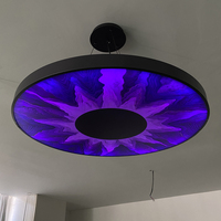 Art Pattern UV Print Acrylic LED Chandelier Smart RGB Color Changing Circular Pendant Light Commercial Decor Atmosphere Lamp