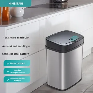 Cubo de basura con <span class=keywords><strong>sensor</strong></span> de acero inoxidable de alta calidad con diseño clásico, ideal para uso doméstico y de oficina - Product Image 3