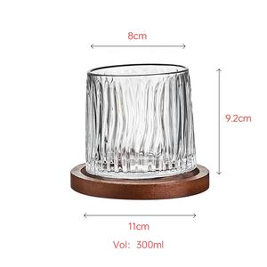 Venta al por mayor Premium Cup Spinning Old Fashioned vasos de whisky con posavasos de madera y vaso de vela de vidrio - Product Image 1