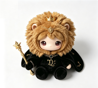 Figurine en peluche du zodiaque Lion en PVC, Poupée Roi Lion avec Couronne et Baguette Magique, Jouet d'art en boîte mystère personnalisé ODM pour collection, Cadeau Premium