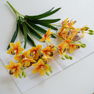 Orchidées Cymbidium artificielles en PVC souple, effet 3D, décoration de mariage - Product Image 3